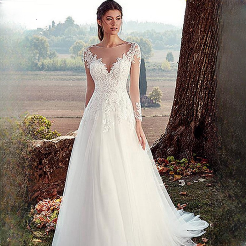 Wedding Dress Lace Bridal Gowns V Neck Plus Size Beach Party Wedding Gowns